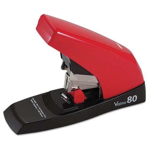 Max® Vaimo 80 Heavy-Duty Flat-Clinch Stapler, 80-Sheet Capacity, Red/Brown