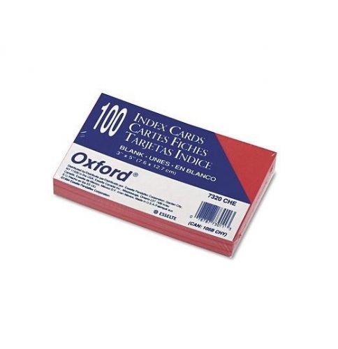 Oxford Unruled 3&#034; x 5&#034; Index Cards 100 Count Cherry Plain Commercial Quality