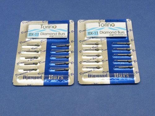 Dental Lab Diamond Burs Inverted Cone Double EX-11 FG Kit /2 Pack 20 Pcs TORINO