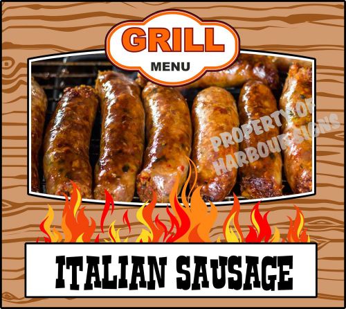 Grill Menu Italian Sausage Decal 14&#034; BBQ Food Truck Concession Restaurant Cater