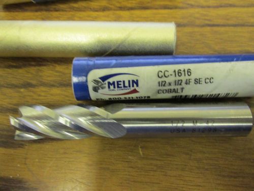MELIN HSS Cobalt  1/2&#034; x 1/2&#034;  4 Flute S/E End Mill