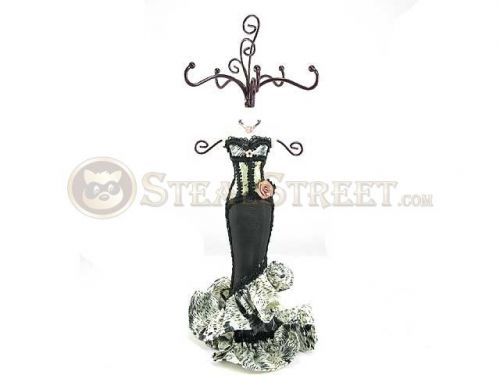 12.5 Inch Black Dress Jewelry Display Mannequin with A Pink Rose