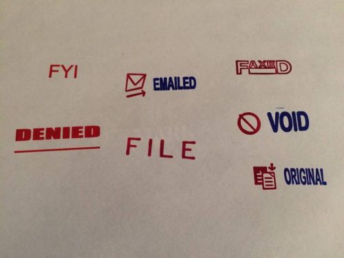 Set of 7 message stamps - file fyi void emailed denied original faxed ships fast for sale