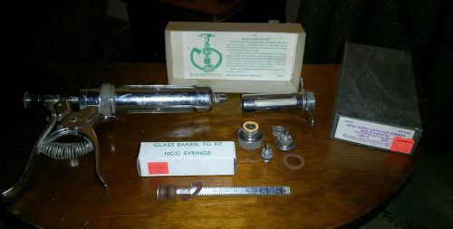 Vtg stainless steel ideal super veterinary syringe  id54-b chicago il for sale