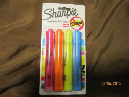 SHARPIE HIGHLIGHTERS Assorted Colors 4pack Smear Guard Brand FREE SHIP