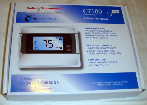 New! 2GIG CT100 Z-WAVE Programmable Thermostat Large LED Display