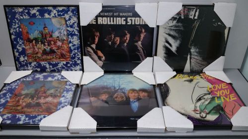 Rolling Stones lot of 6 jackets ~ glass &amp; aluminum ~ pro framed ~ ready to hang