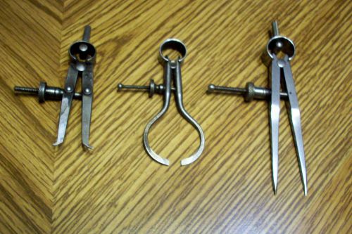 Lot of three vintage Starrett divider and calipers.