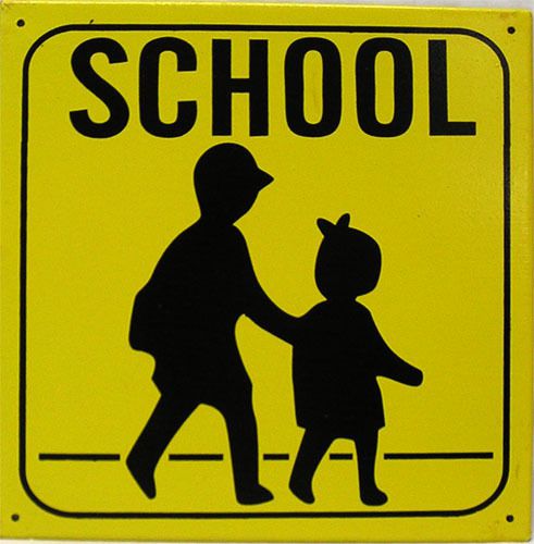 School Crossing Yellow Safety Vintage Rustic Metal Sign