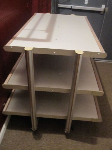 3 tier retail store display cart shelf on casters - approx 40&#034; x 40&#034; x 48&#034; for sale