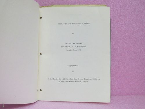 Moseley Manual 136A, 136AR 2-Pen X, Y1, Y2 Recorders Oper. &amp; Maint. Man. w/Sch.
