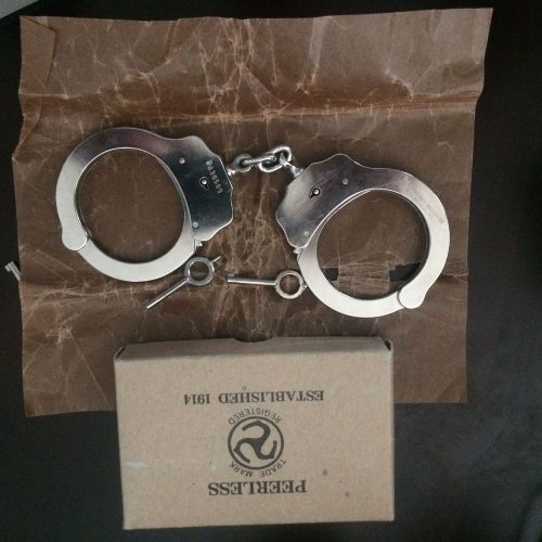 New Peerless Law Enforcement Security Officer Polished Nickel Handcuffs