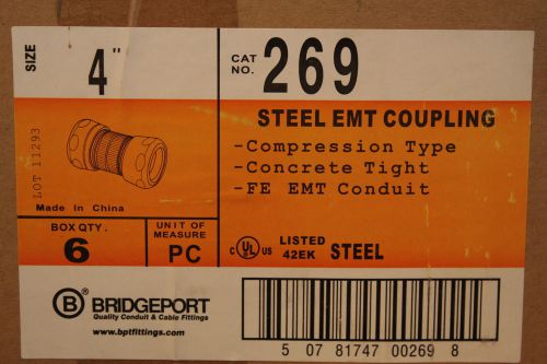 Bridgeport 269 4&#034; steel emt coupling - 4 couplings for sale
