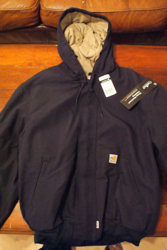 New With Tags Carhartt FR Quilt Lined Hoodie Jacket XL Navy FRJ184 MSRP $225