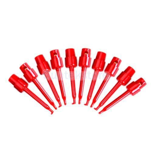 10x Red Mini Hook Clip Grabber Test Probe for Tiny Component SMD IC PCB DIY