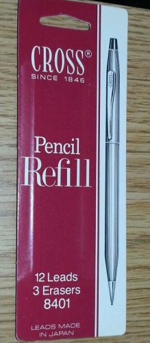 Cross Pencil Refill 12 Leads 3 Erasers # 8401 New Old Stock .9mm