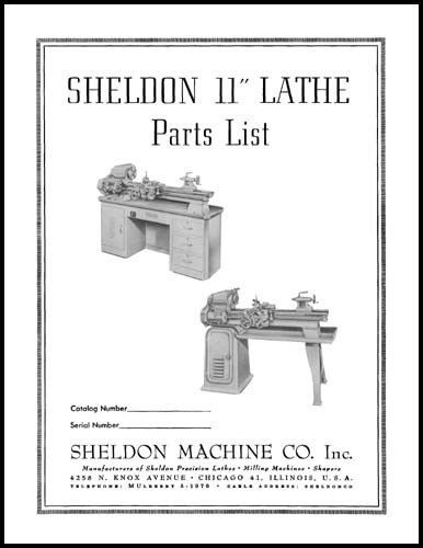 Sheldon 11 inch lathe parts manual for sale