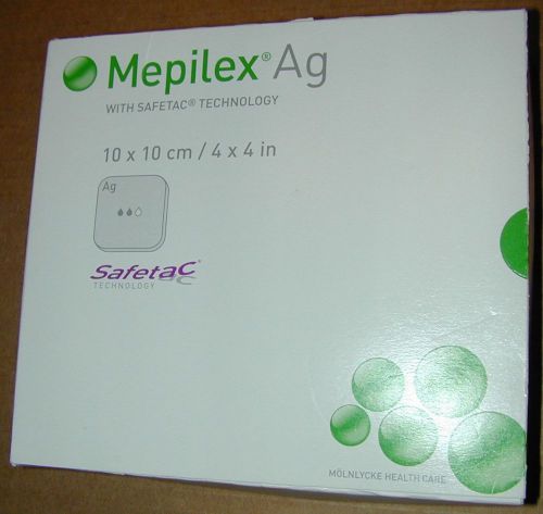 MOLNLYCKE Mepilex AG 4x4 5/bx 287100 New Sealed Box Wound Care Silver Ex 08-2016