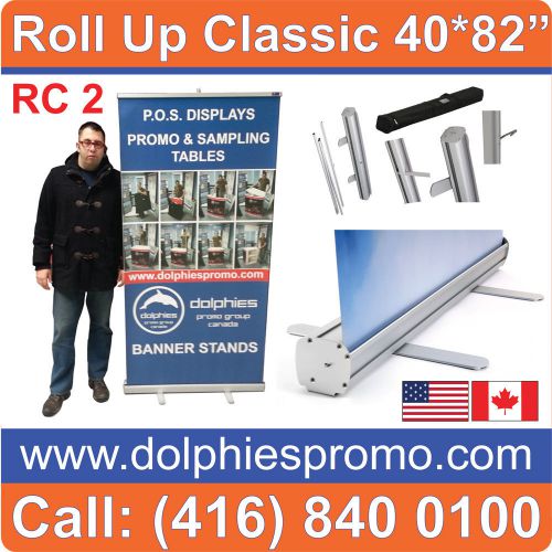LOT OF 6 - 40&#034; WIDE Pull Roll Up Retractable Banner Stands Displays Trade Show