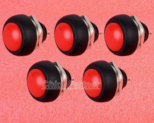5pcs Red 12mm Mini Round Waterproof Lockless Momentary Push Button Switch