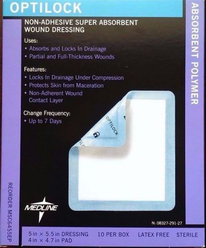Medline optilock non-adhesive absorbent dressings 10 per box #msc6455ep in date for sale
