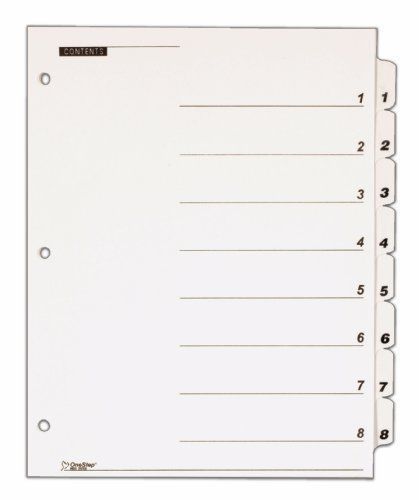 Cardinal Traditional OneStep Index System, 8-Tab, 1-8, Letter, White 5 Sets of 8