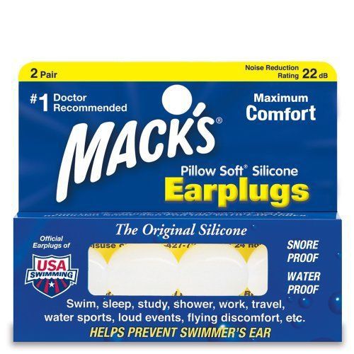 Macks Silicone Earplugs - White - 2 pair