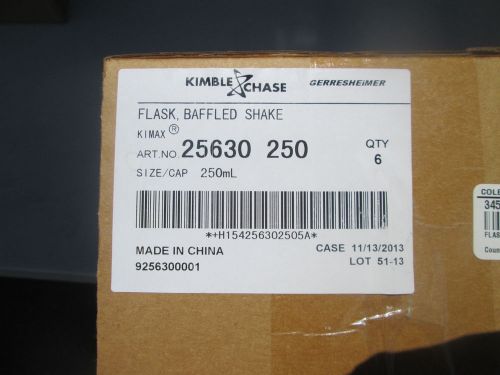 Kimble chase kimax baffled shake flask (6pcs) 250ml 25630 250 gerresheimer for sale