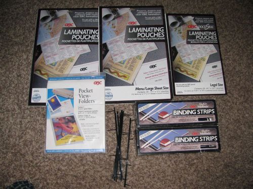 Lot of GBC Supplies - Pocket View Folders Laminating Pouches and Binding Strips