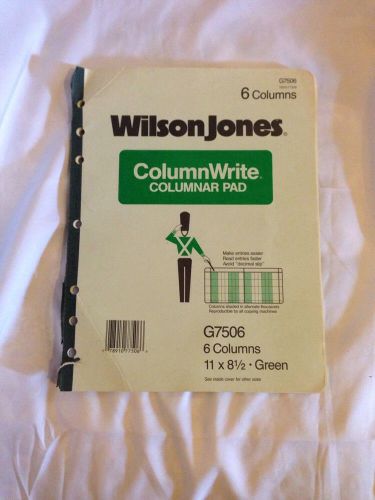 Wilson Jones 6 Column Paper pad 8.5 x 11&#034; Green G75064 Ring Binders Accounting
