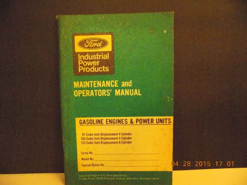 FORD GASOLINE ENGINES &amp; POWER UNIT 1971 MAINTENANCE &amp; OPERATOR MANUAL 4 &amp; 6 CYLR