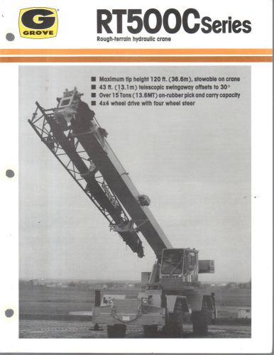 1986 GROVE RT500C 7 1/2 TON CRANE BOOM CONSTRUCTION EQUIPMENT BROCHURE