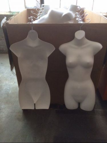 Body forms white plastic hanging torso 1/2 female womens clothing mannequins lot for sale