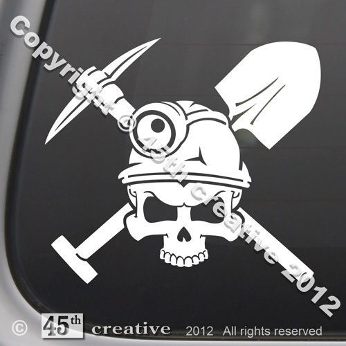 Miner&#039;s Crossbones decal - mining pick shovel professional miners skull sticker