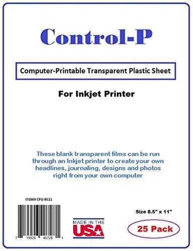 (25 Pack) Clear InkJet Transparency Film / Computer Printable Transparent Pla...