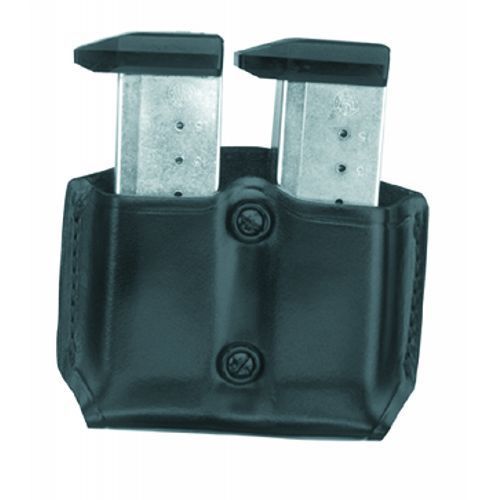 Gould &amp; goodrich double mag holder black leather/ gold line for sale