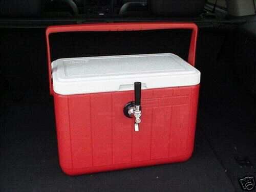 Draft keg beer jockey box complete travel cooler red w/ single xl 50ft coils new for sale