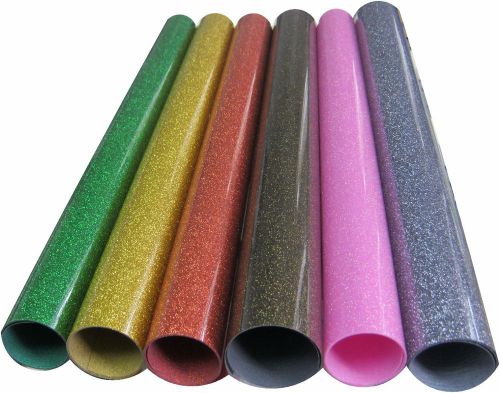 SHINY 20&#034; GLITTER Heat Transfer press vinyl cutter material  6 colors 12&#034; EACH