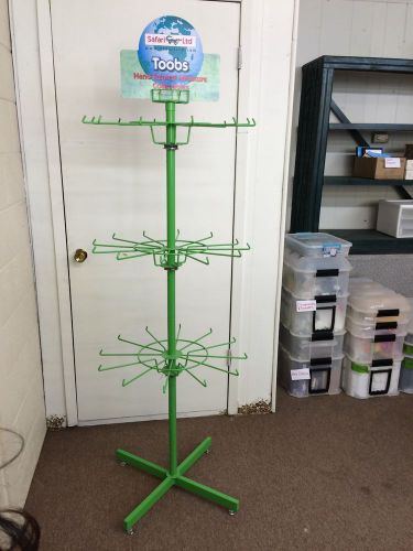 Green wire spinner rack 36 peg rotating floor stand 66&#034; x 24 3/8&#034; for sale