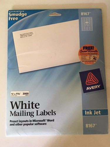 Avery 8167 Labels, Mailing, 1/2&#034;x1-3/4&#034; - 21 Sheets 1680 Labels - White