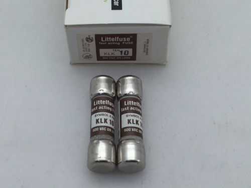 Klk10 – littelfuse, 10 amp 600vac, fast acting midget fuse, (size: 5ag) for sale