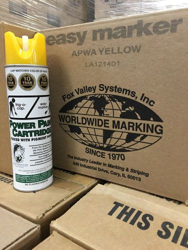 Fox valley apwa yellow field striping paint, utility marking paint 12 can case for sale