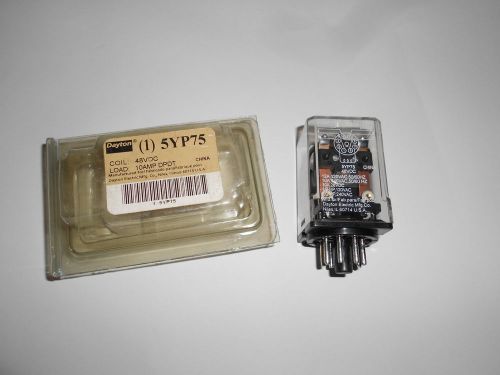 Dayton 5yp75 dpdt relay 48vdc coil, 10a contacts octal socket  8-pin new for sale