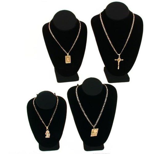 Necklace jewelry display black velvet busts set stands for sale