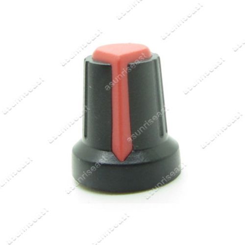 10 x Potentiometer Pot Knob Black With Red Pointer for 6mm Splined Shaft Volume