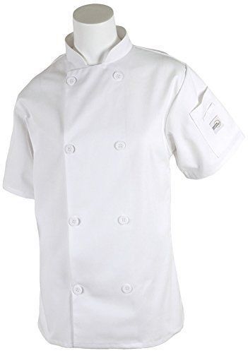 Mercer Culinary M60023WHS Millennia Womens Short Sleeve Cook Jacket with Small,