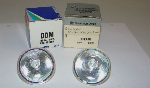 Sylvania &amp; GE Lot Of 2 DDM 19V 80W Projection Lamp Bulbs NEW In Box AVG 50 Hours