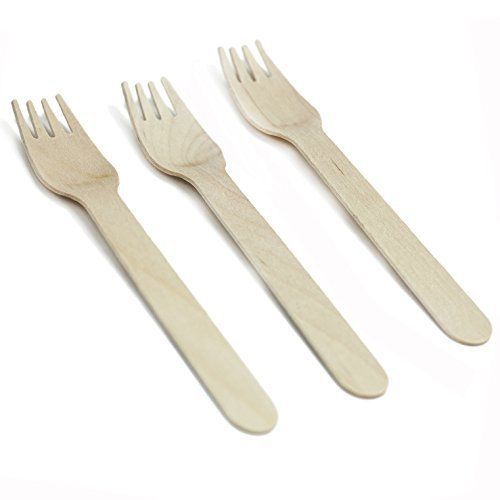 HUJI Wooden Forks - Disposable Wood Cutlery Silverware 1SET=50ct 3