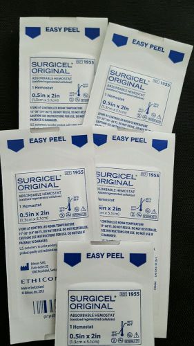 Ethicon Surgicel Original Absorbable Hemostat 1955: 0.5&#034; X 2&#034;(Lot of 5 exp:2020)