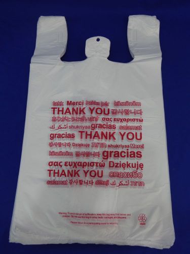 Multi Language THANK YOU T-Shirt Bags 11.5&#034; x 6&#034; x 21&#034; Plastic Retail Shopping